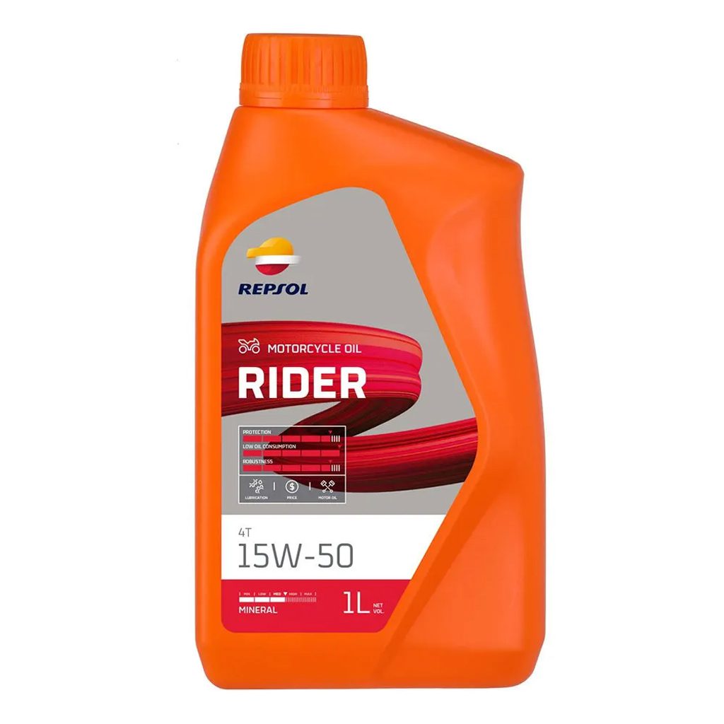 REPSOL RIDER 4T 15W-50 motorcykelolja 1L dunk